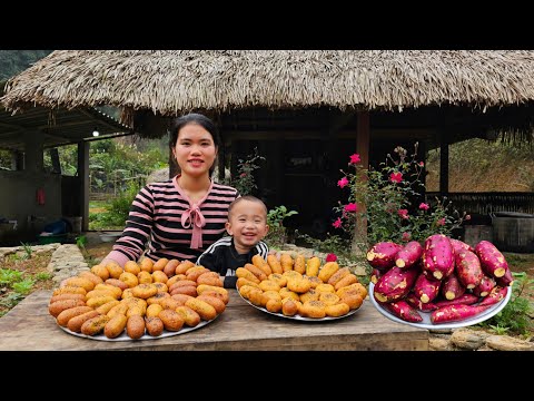 Simple Sweet Potato Cake with Mung Bean Filling – Traditional Rural Take it to sell at the market.