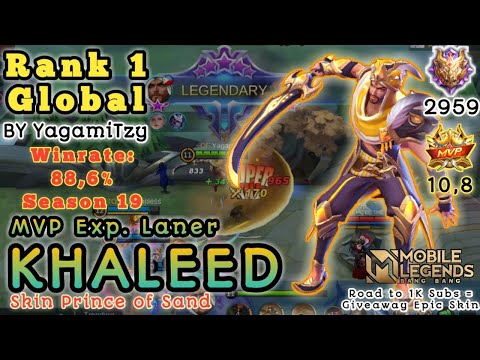 Offlaner Khaleed, Top 1 Global KHALEED Build & Emblem Fighter 2021 Gameplay Season 19 Mobile Legends
