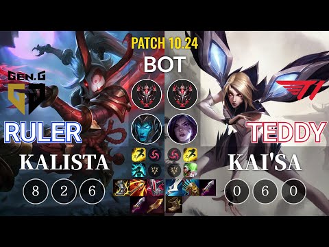 GEN Ruler Kalista vs T1 Teddy Kai'Sa Bot - KR Patch 10.24