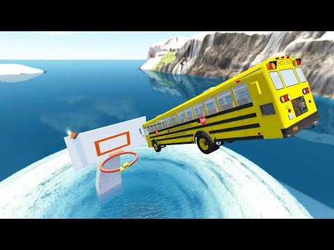 High Speed Jumping Into Giant Water Vortex Basketball Hoop - BeamNG.Drive(Slam Dunk)