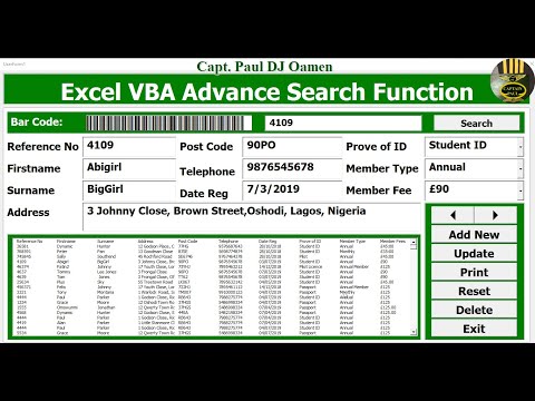 How to Create Advanced Search Function and Add Data, Delete, Update in Excel Using VBA - Part 1 of 2