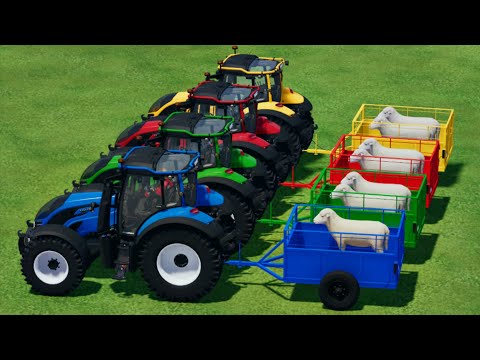 COLOURS OF TRACTOR AND ANIMAL TROLLY  SHEEP 🐑 TRANSPORT IN FS22!!