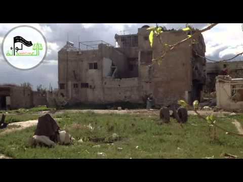 استهداف لواء العدالة بمدفع محلي الصنع مواقع قوات النظام في حي جوبر في مدينة دمشق