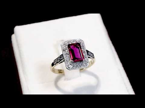 Synthetic Ruby and 0.78ct Diamond, 18ct Gold Dress Ring - Antique Circa 1910 - A7632