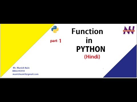 Python Tutorial In Hindi User Defined Function In Python Hindi Manish Nain