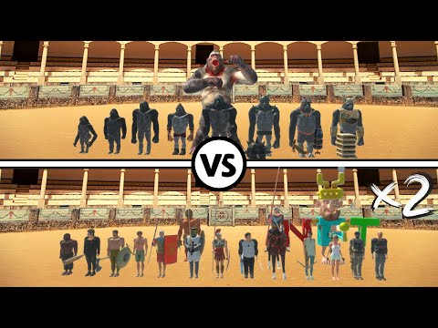 All Humans vs Mutant Primates | 2 vs 1 - Animal Revolt Battle Simulator