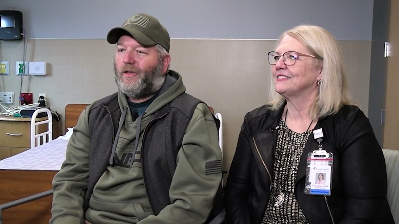 Tomah Health Sleep Study patient Allen Potter with Kelly Thayer, Sleep Services Nurse Prescriber