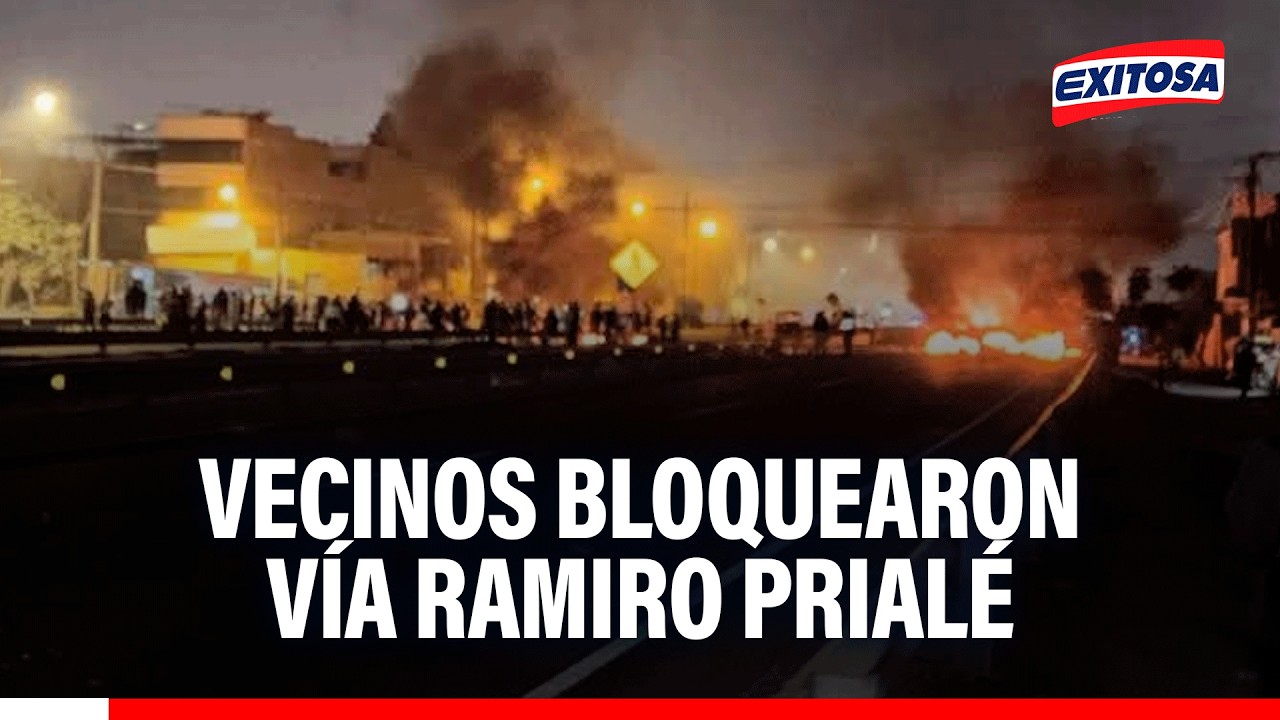 🔴🔵 Vecinos bloquearon vía Ramiro Prialé: Claman por puente peatonal