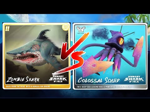Zombie Shark vs Colossal Squid Boss | Hungry Shark World | @dragonheartgaming123