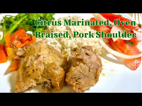 Citrus marinated, oven braised, pork shoulder