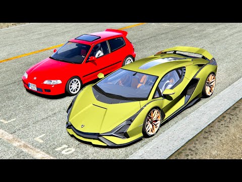 Lamborghini Sian vs Honda Civic EG6 1500 HP - Old Monza
