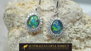 Gold Earrings, Green Earrings, Opal Stud Earrings - Australian Opal Direct | Worldwide Shipping