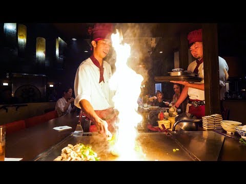 Teppanyaki LOBSTER & STEAK - Incríveis habilidades com facas e culinária a fogo em Waikiki, Havaí!