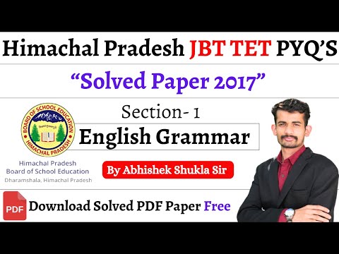 HP JBT TET 2017 ENGLISH Section 30 MCQS || JBT TET Solved Paper 2017 By Abhishek Shukla Sir