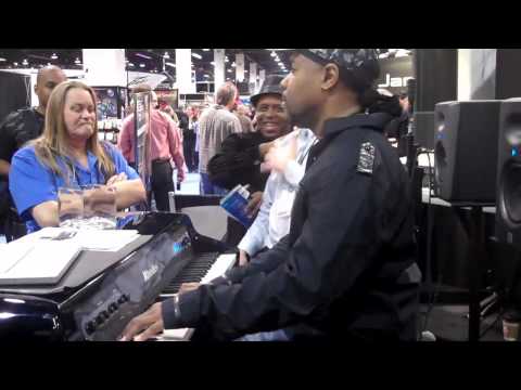Rhodes Mark 7 MIDI piano being played by Michael Bearden at NAMM 2010.