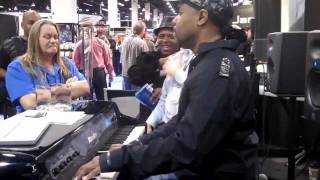 Rhodes Mark 7 MIDI piano being played by Michael Bearden at NAMM 2010.