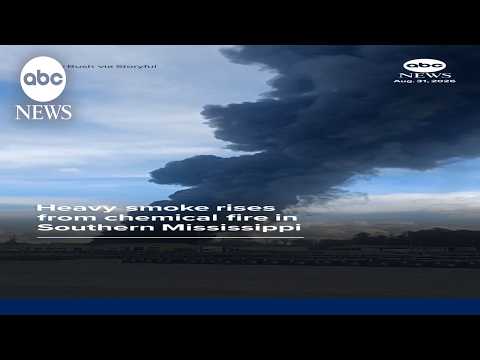 Heavy smoke rises from chemical fire in Southern Mississippi