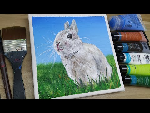 Relaxing acrylic painting # 61/ Easy art / step by step /How to paint a rabbit