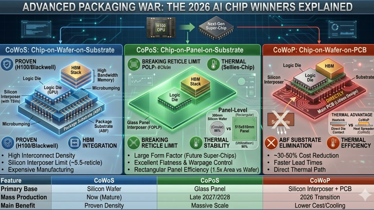 CoWoS vs CoPoS vs CoWoP: The Real Winner in Advanced Packaging (AI Chip War Explained)