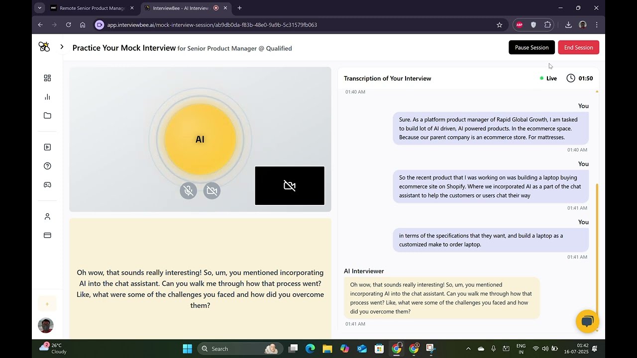 Mock AI Interviewer Full length Demo