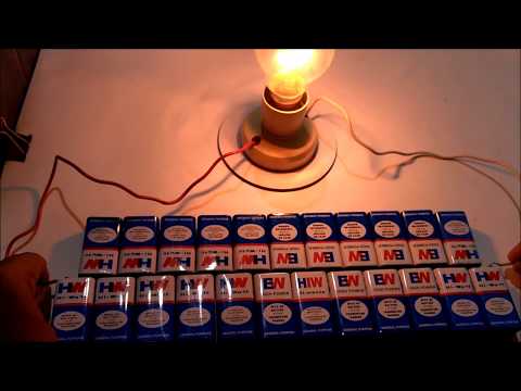 Lighting  220 Volt 100 Watt Bulb Using 9V Battery!!