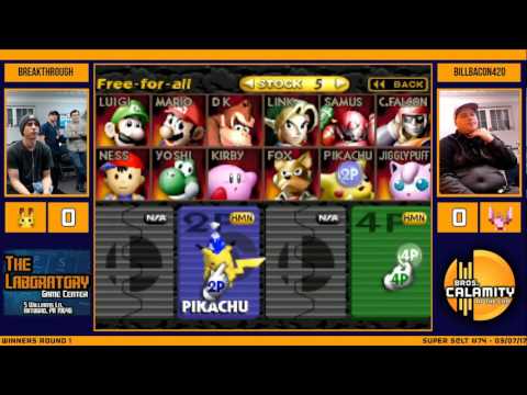 S@LT #74   BillBacon420 Falcon, G Pika vs Breakthrough R Pika   Winners Round 1   SSB64 Singles