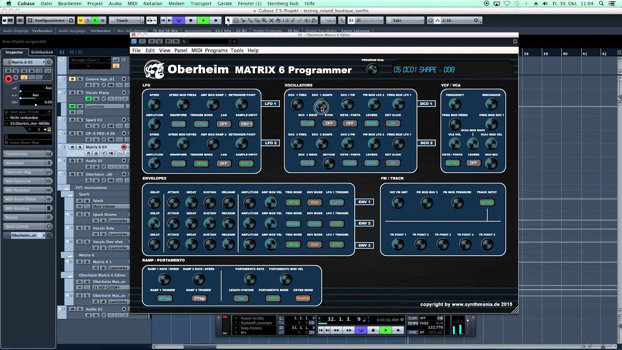 Oberheim Matrix 6 Editor by Synthmania - MIDI Editor for Oberheim