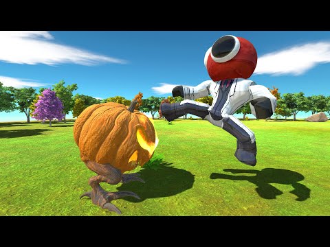 Pumkin Lantern Halloween vs Rainbow Friends Red - Animal Revolt Battle Simulator