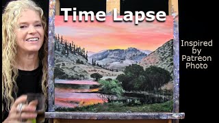 MOUNTAIN SUNSET- Learn How to Draw and Paint with Acrylics-Easy Beginner Landscape Painting Tutorial