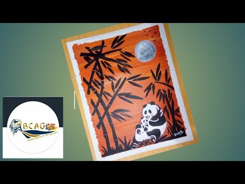 panda painting / nature painting / acrylic painting / Bamboo painting