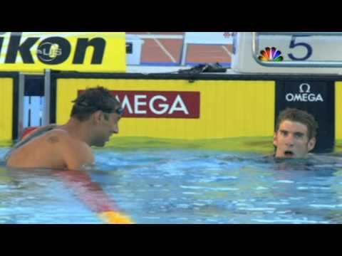 Phelps takes down Cavic again, from Universal Sports