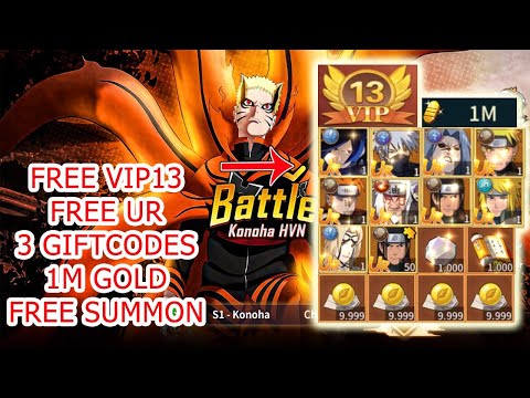 Battle Konoha HVN Gameplay 3 Giftcodes - Free VIP13 & Free UR & Gold & Summon Tickets Android Game