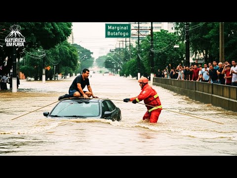 GOIÂNIA EM CAOS! Motorista ILHADO é RESGATADO em CHUVA FURIOSA na Marginal Botafogo!