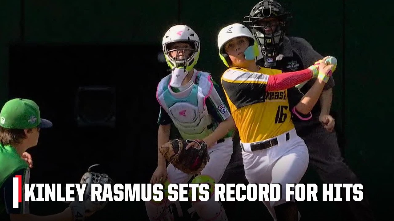 Kinley Rasmus makes HISTORY 👏 Sets record for hits by a girl at Little League World Series