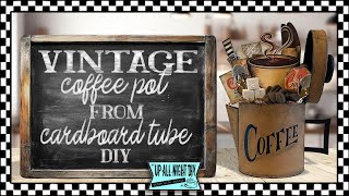 Transform Dollar Tree Canister into a Vintage Coffee Pot ~ Easy DIY Coffee Lover Gift Basket Idea ☕