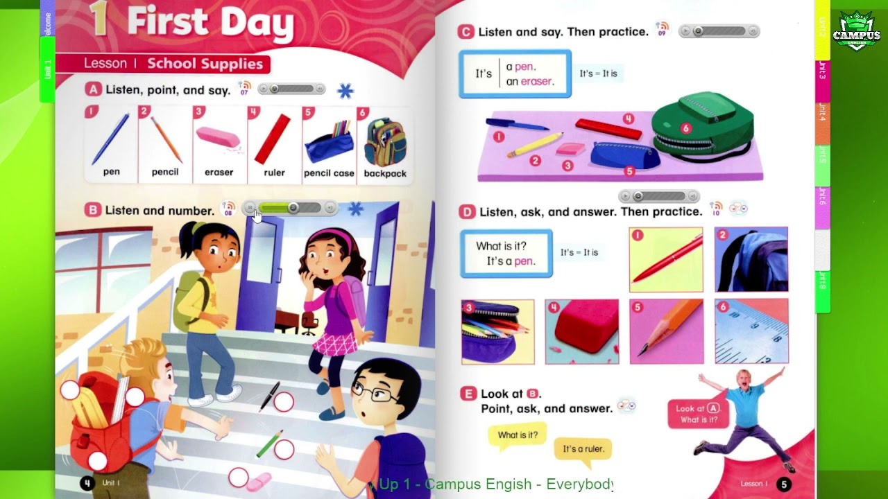 Everybody up 1 - Unit 1 - First day - Lesson 1 - School supplies