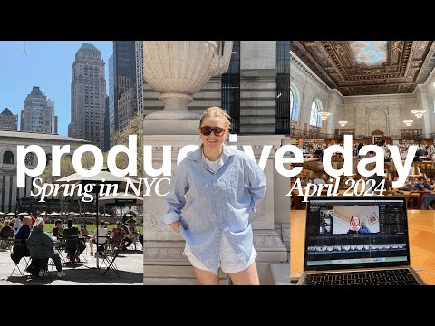 productive day in my life ???? spring in NYC, working at the library, cleaning the apt & more