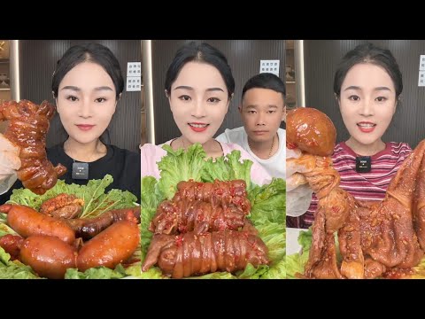 Mukbang Challenge:Eat roll 🥐 intestine belly braised pork belly #porkbelly #mukbang #eatingsounds
