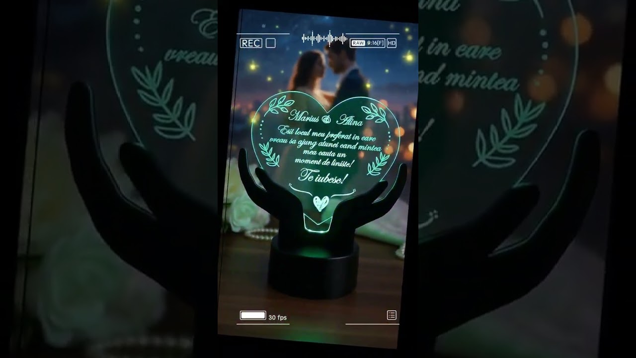 Thumbnail video Cadou personalizat Trofeu led - Placheta inima mea - LED