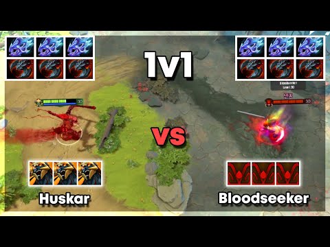 Huskar vs Bloodseeker with 3x Moon Shards and 3x Satanic - Dota 2 1v1