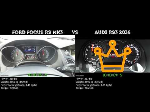 Ford Focus RS MK3 vs Audi RS3 2016 // 0-100 km/h
