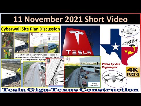 Tesla Gigafactory Texas 11 November 2021 "Cyberwall" Construction Discussion SHORT Video (4K)