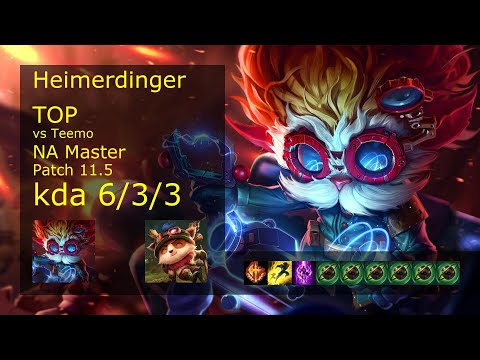 Heimerdinger vs Teemo Top - NA Master 6/3/3 Patch 11.5 Gameplay