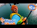 Blippi Flies From Boat To Sky Cars Trucks Vehicles Cartoon Moonbug Kids