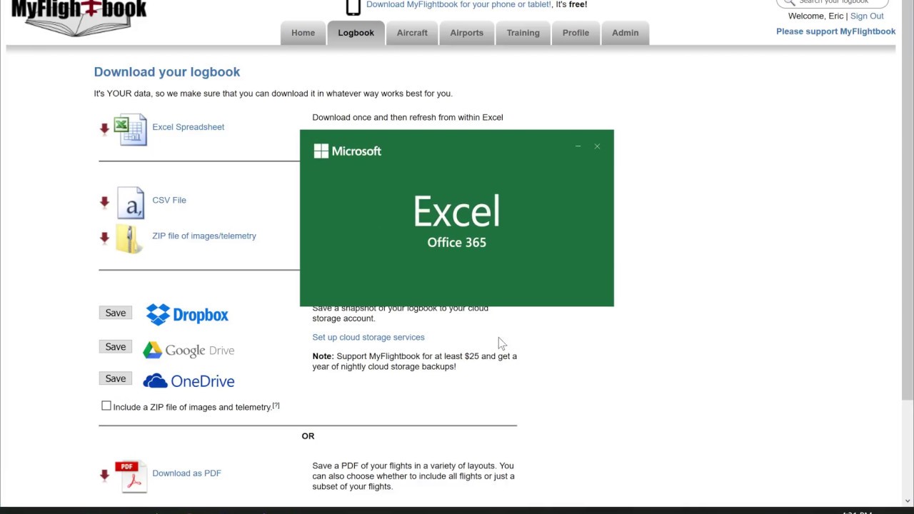 MyFlightbook   Exporting data