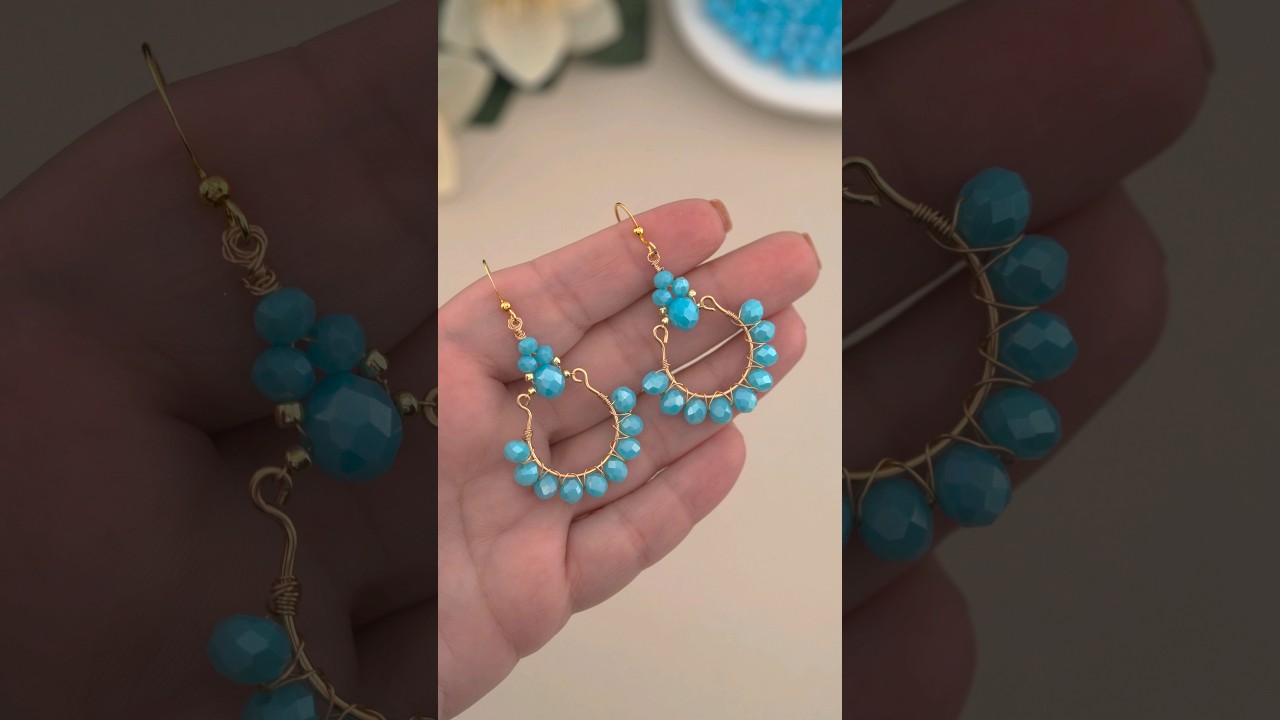 DIY Beaded Wire Wrapped Earrings - Easy & Fun Chandelier Design! #shorts #tutorial #DIY