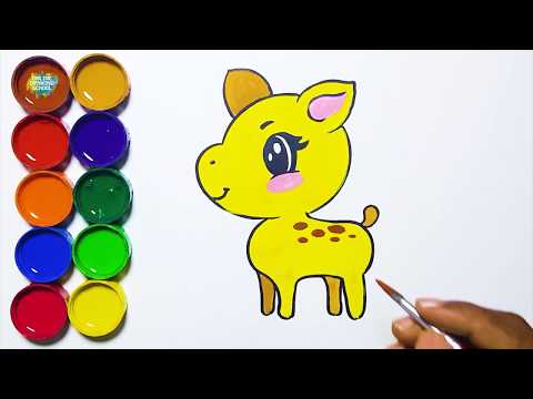 Draw and paint a cute cartoon deer - drawings for children - Lesson 166