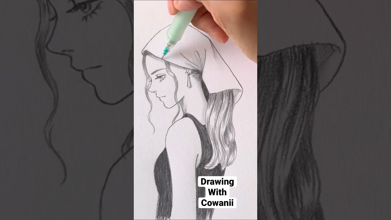 How to draw a girl wearing scarf in 50s #pencildrawing #pencilsketch