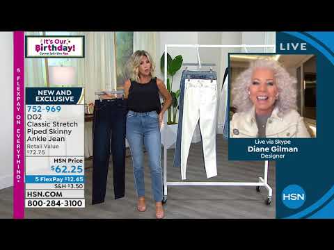 DG2 by Diane Gilman Classic Stretch Piped Skinny Ankle J...