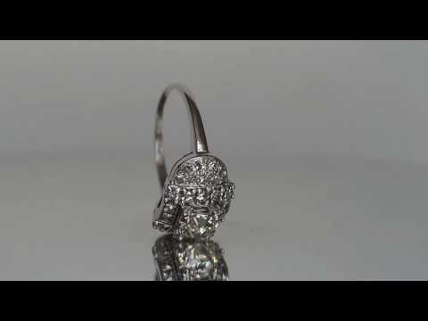 1920 14K White Gold 1ct Old European Cut Diamond in a Pillow of Diamonds Engagement Ring - VEG#315